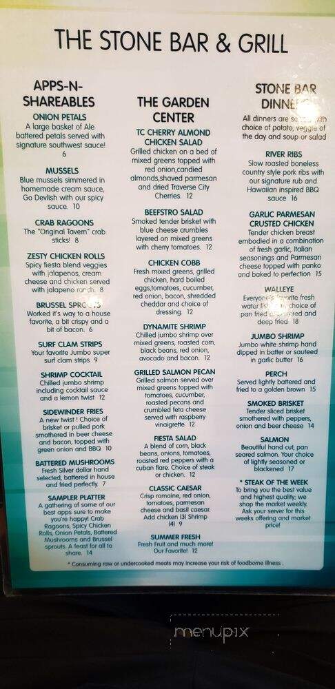 The Stone Bar & Grill - Hubbard Lake, MI menu_pic