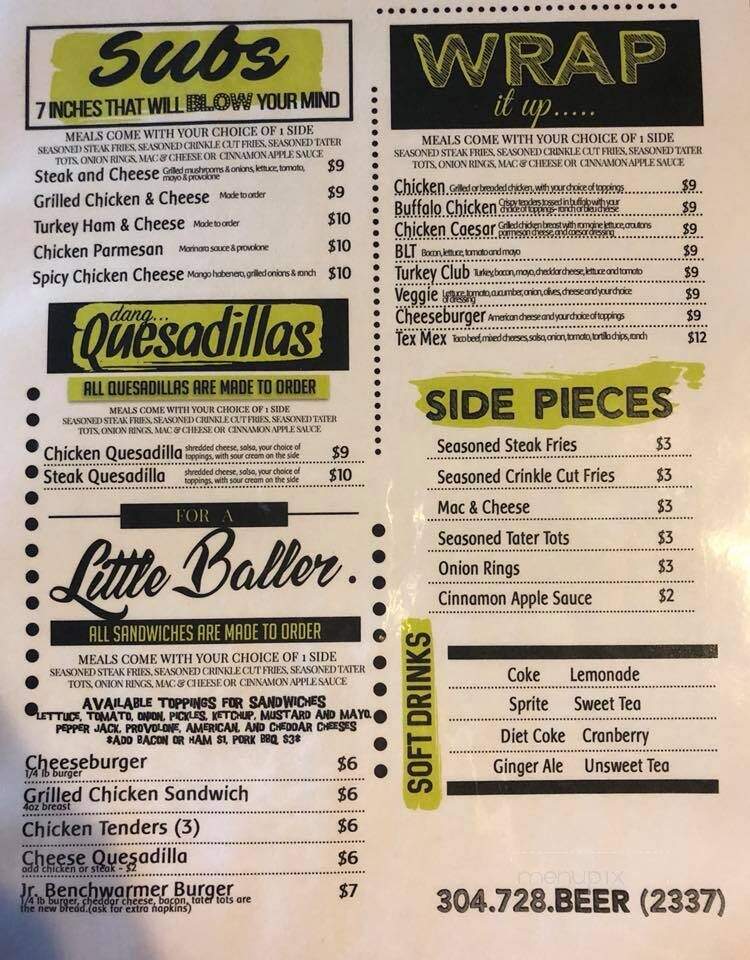 Benchwarmers Sports Bar & Grill - Ranson, WV menu_pic