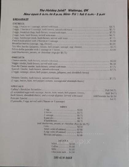 The Hotdog Joint - Watonga, OK menu_pic