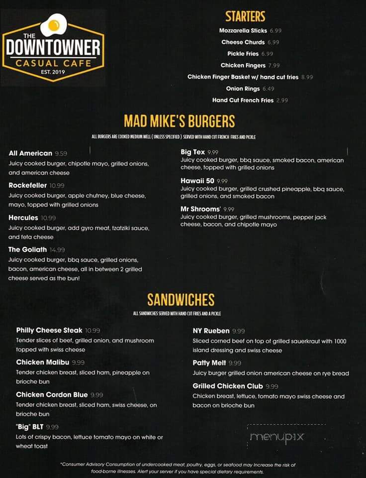 The Downtowner Casual Cafe - Nebraska City, NE menu_pic