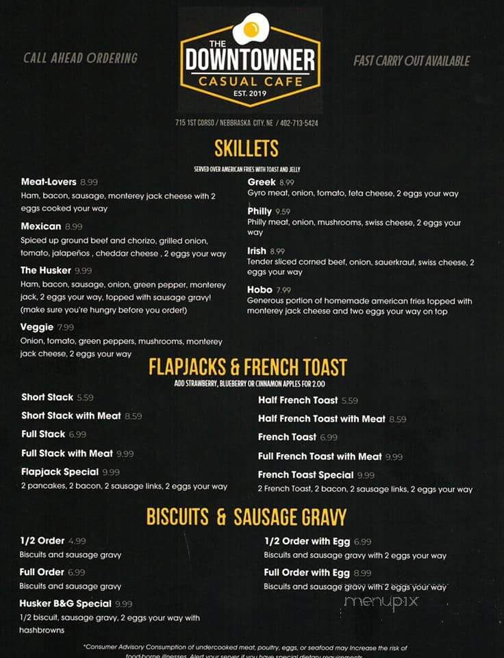 The Downtowner Casual Cafe - Nebraska City, NE menu_pic