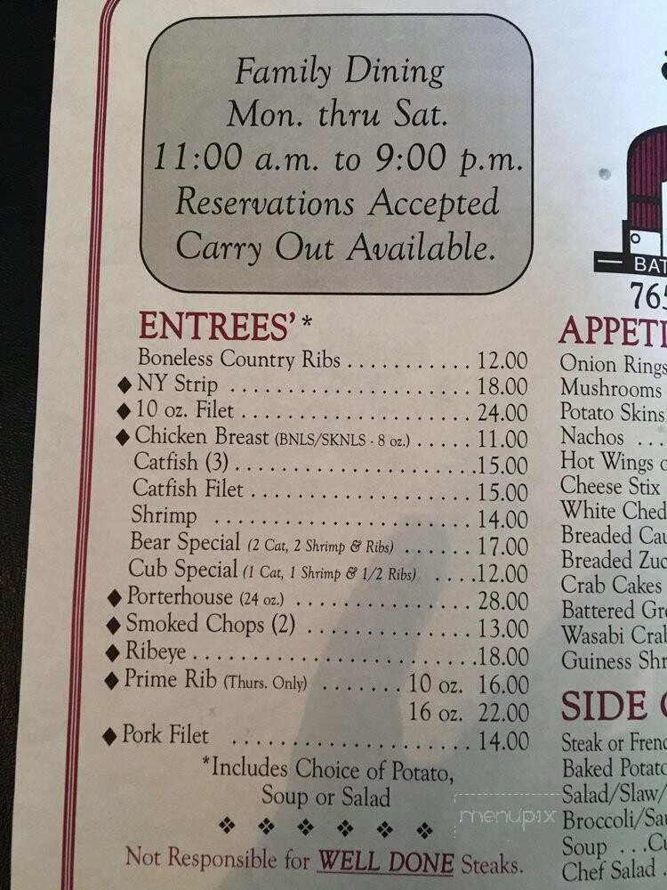T C's Restaurant & Tavern - Battle Ground, IN menu_pic