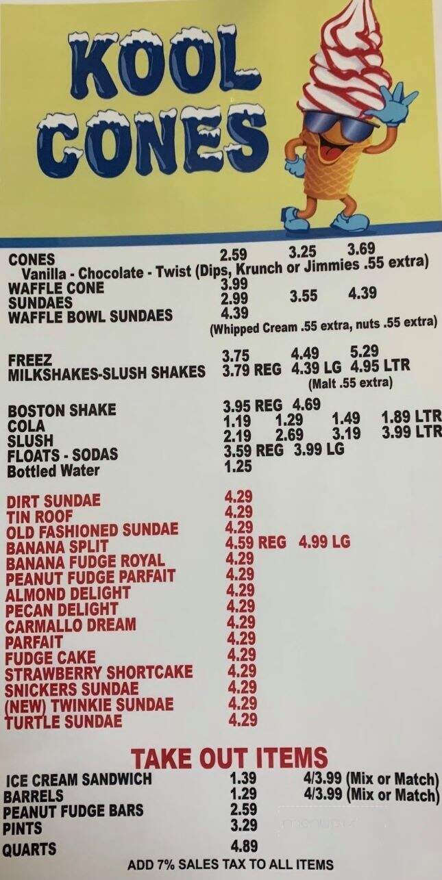Kool Cones - Pittsburgh, PA menu_pic