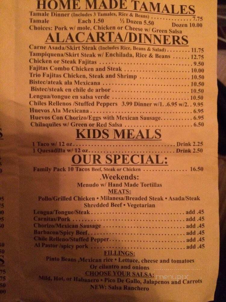 Habanero Mexican Grill - Beecher, IL menu_pic