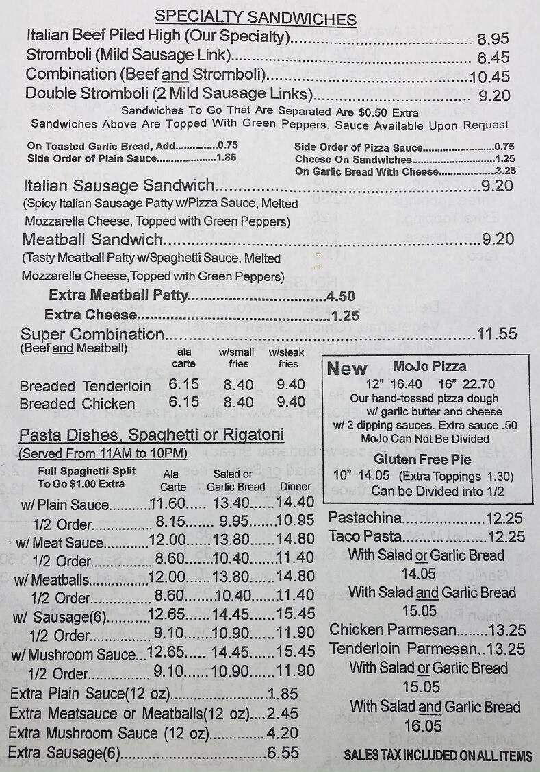 Frank's Pizza - East Moline, IL menu_pic
