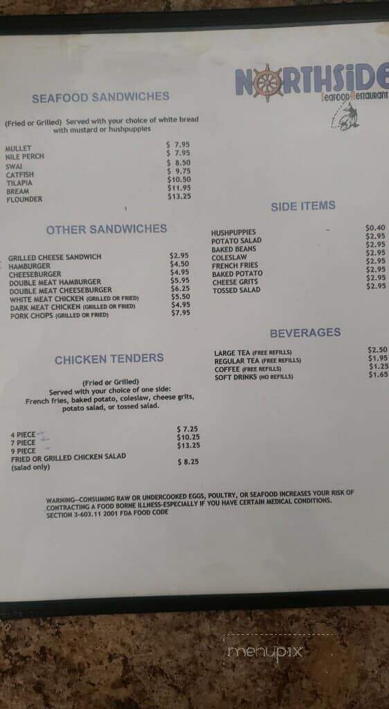 Northside Seafood - Chattahoochee, FL menu_pic