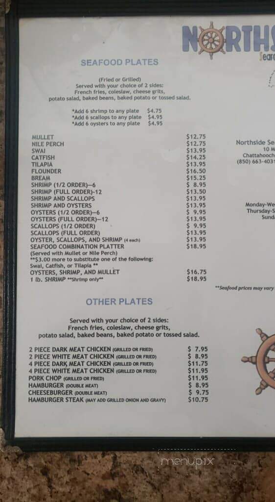 Northside Seafood - Chattahoochee, FL menu_pic