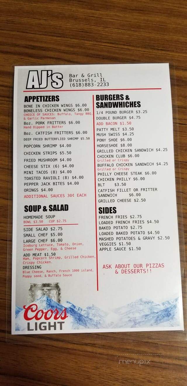 AJ's Bar and Grill - Brussels, IL menu_pic