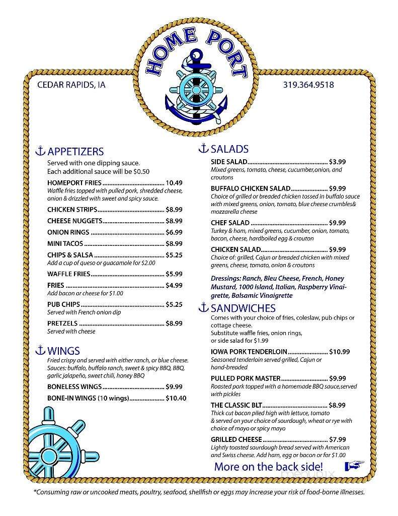 Home Port - Cedar Rapids, IA menu_pic