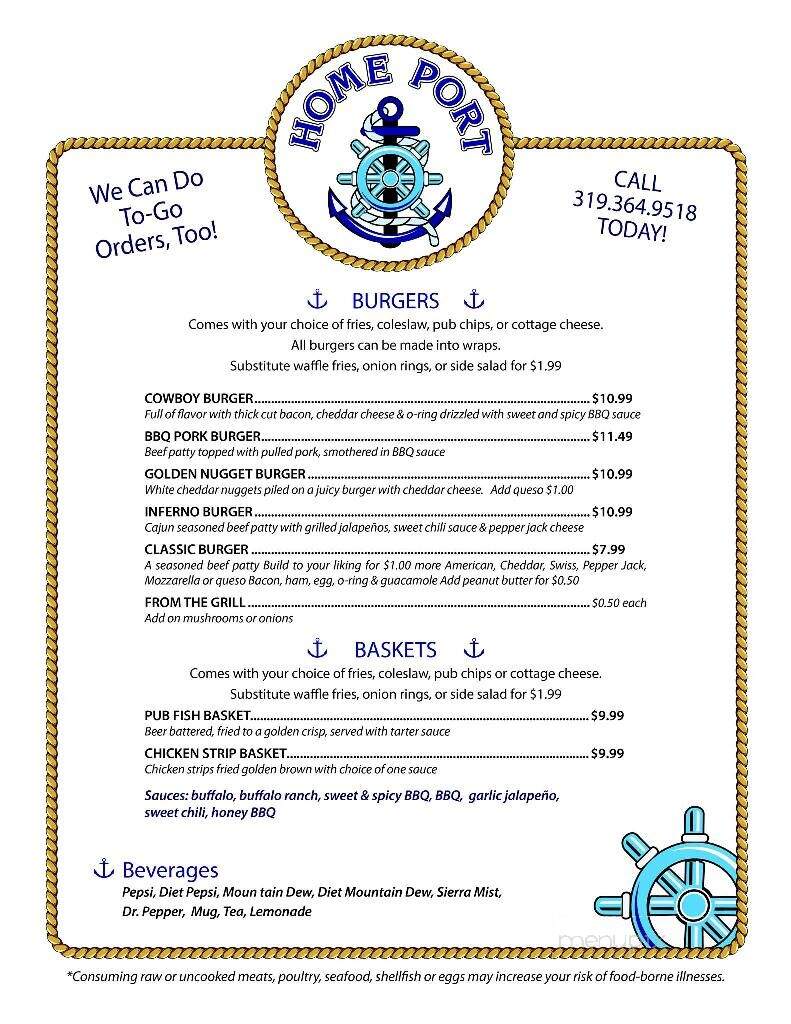 Home Port - Cedar Rapids, IA menu_pic