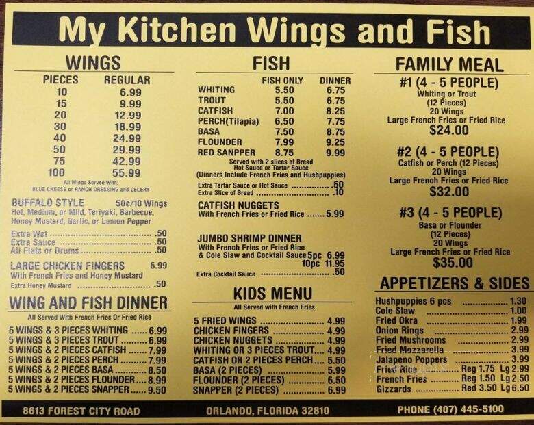 My Kitchen Wings & Fish - Orlando, FL menu_pic