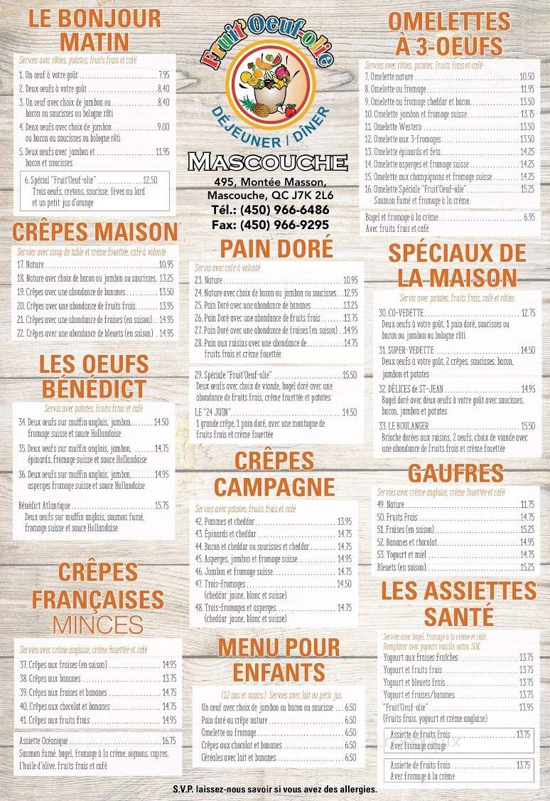 Fruit Oeufolie - Mascouche, QC menu_pic