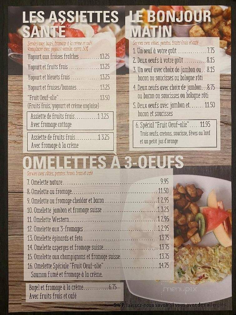 Fruit Oeufolie - Mascouche, QC menu_pic