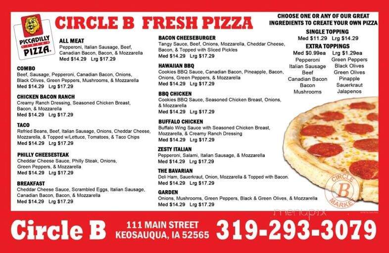 Circle B - Keosauqua, IA menu_pic