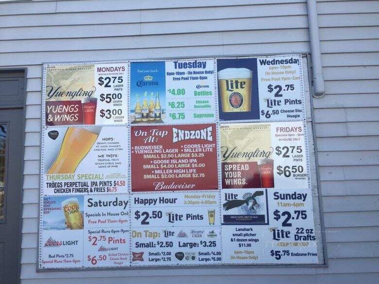 End Zone Sports Bar - Elizabethtown, PA menu_pic
