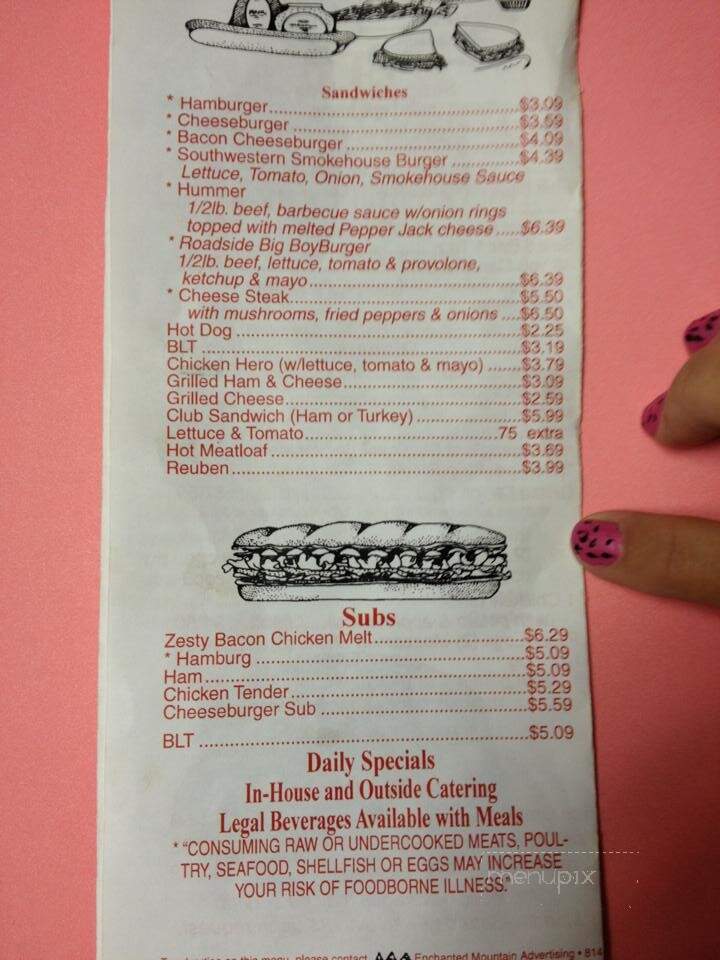 Roadside - Shinglehouse, PA menu_pic