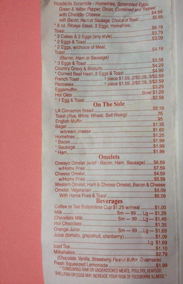 Roadside - Shinglehouse, PA menu_pic