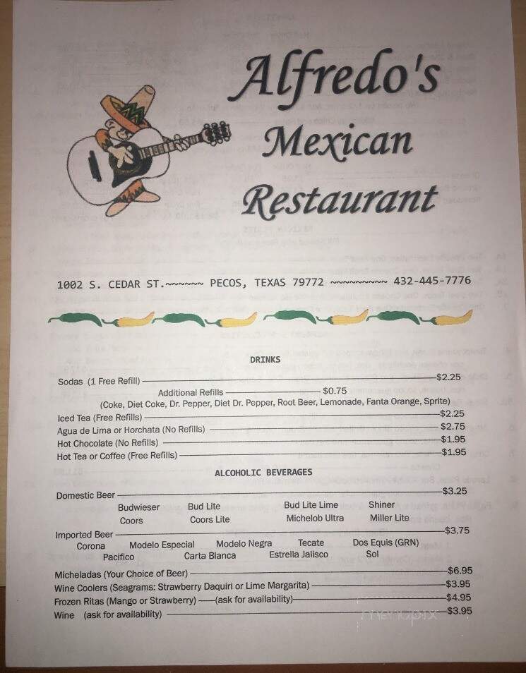 Alfredo's Restaurant - Pecos, TX menu_pic