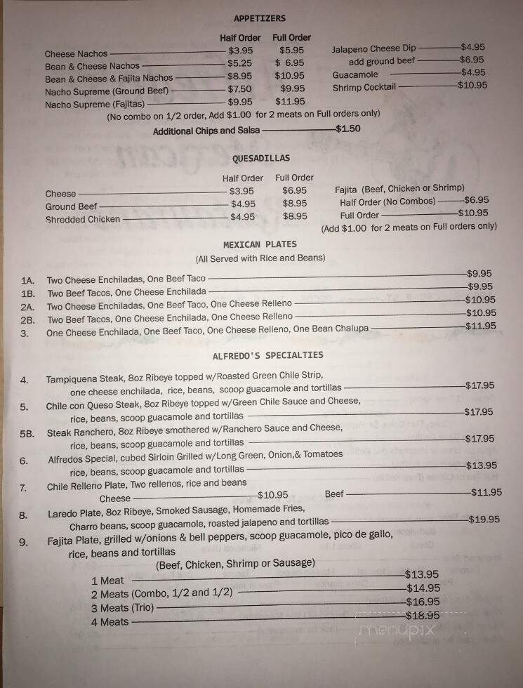 Alfredo's Restaurant - Pecos, TX menu_pic