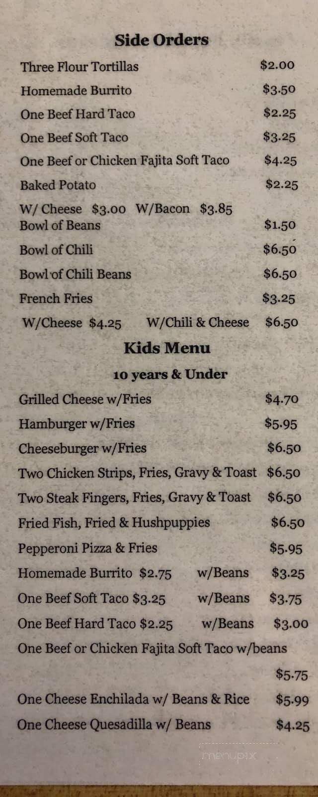 Jean's Feed Barn - Cross Plains, TX menu_pic