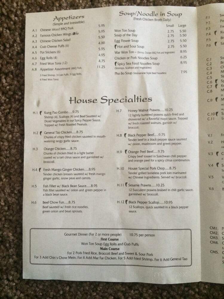 Chin's Cafe & Motel - Eureka, CA menu_pic