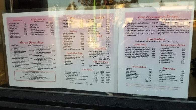 Chin's Cafe & Motel - Eureka, CA menu_pic
