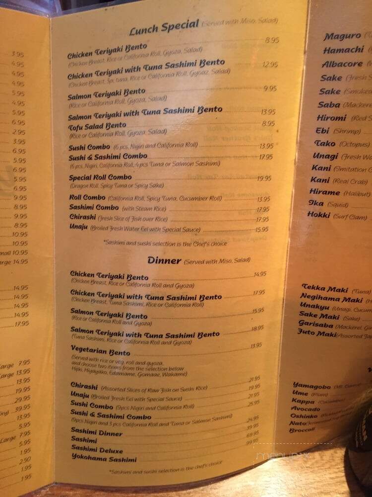 Yokohama - Los Gatos, CA menu_pic