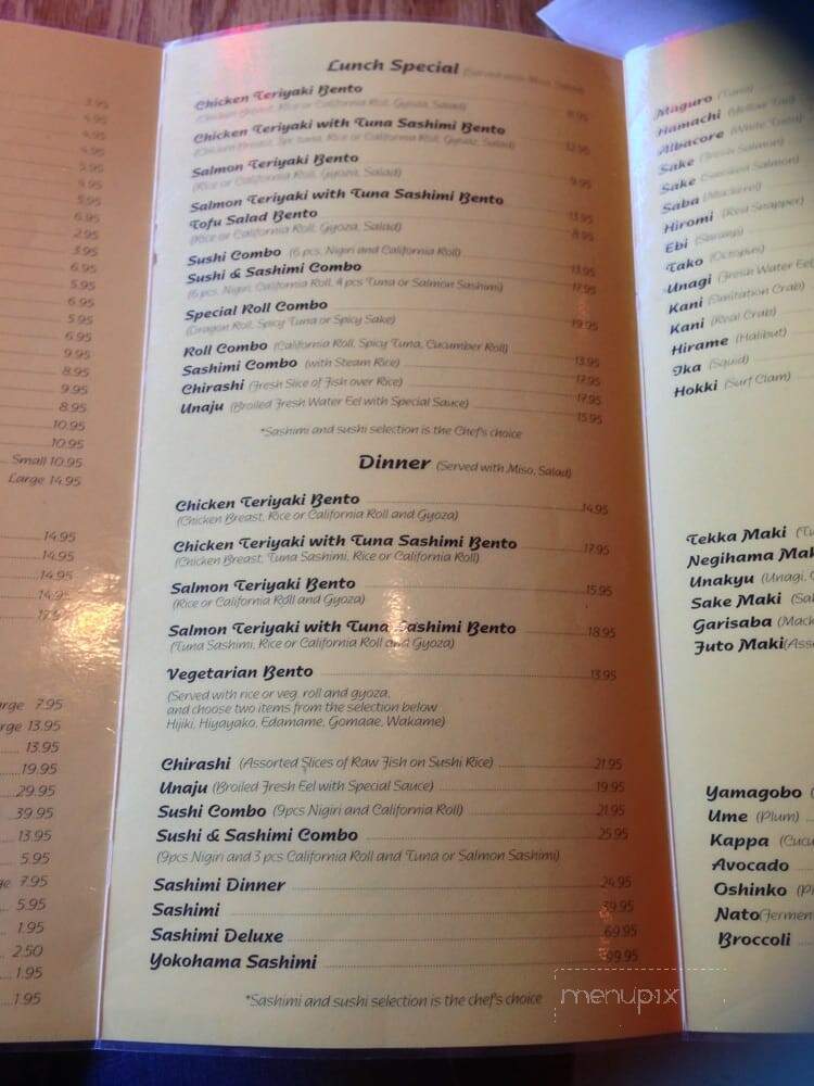 Yokohama - Los Gatos, CA menu_pic