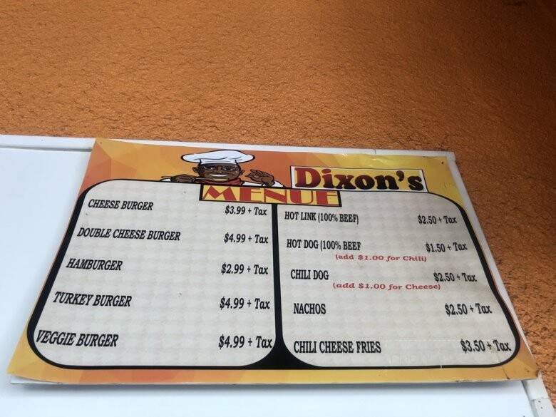 Dixon's - Oakland, CA menu_pic