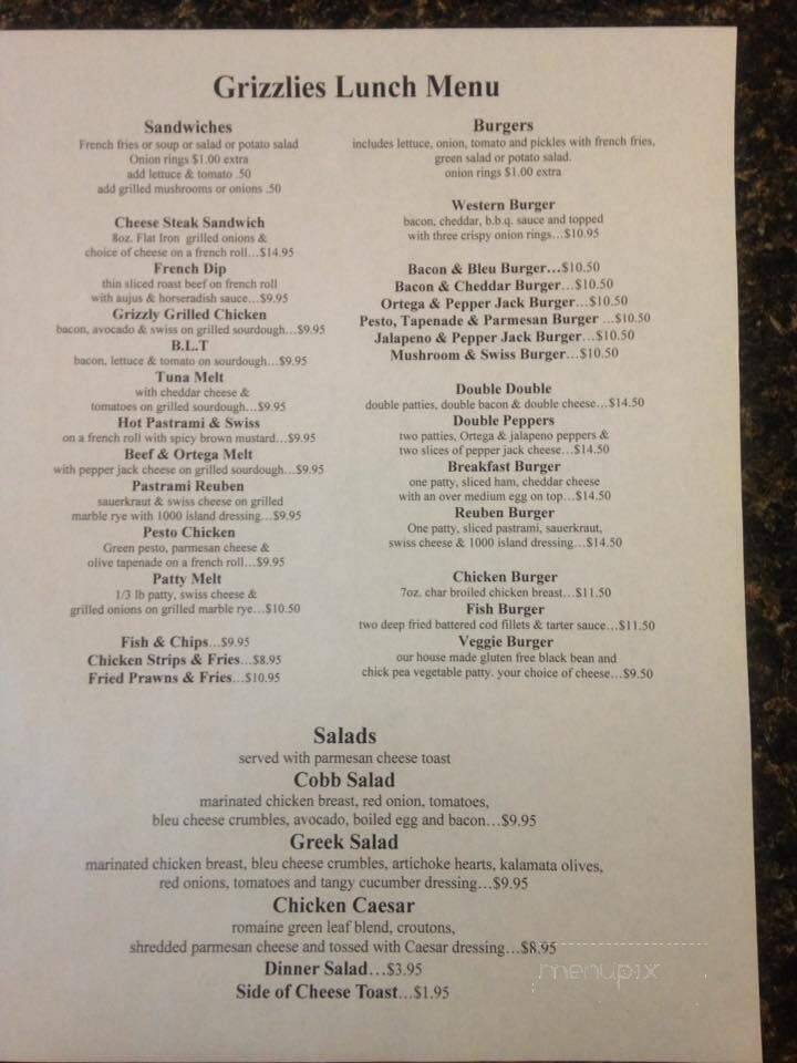The Grizzlies Den - Mariposa, CA menu_pic