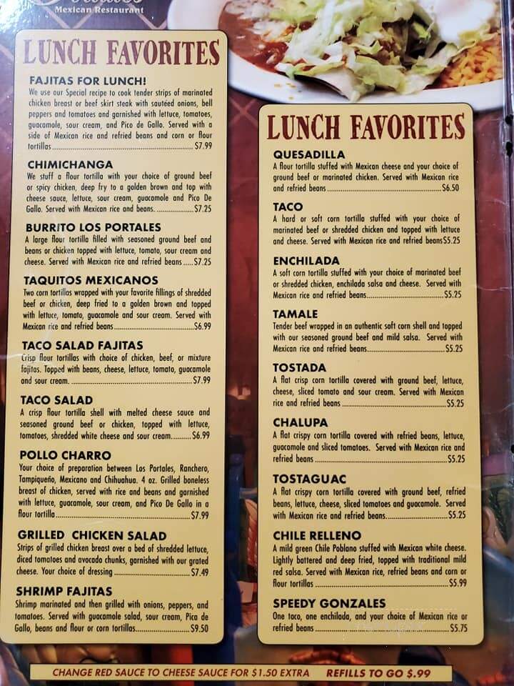 Los Portales Mexican Restaurant - Tipton, IN menu_pic