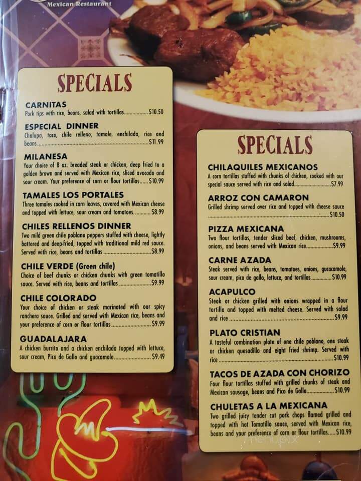 Los Portales Mexican Restaurant - Tipton, IN menu_pic