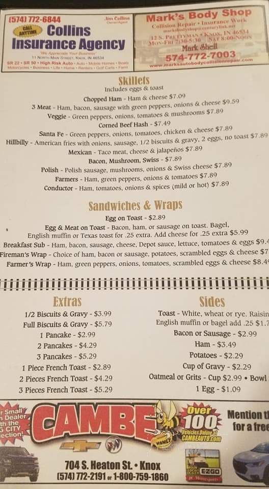 The Downtown Depot - Knox, IN menu_pic
