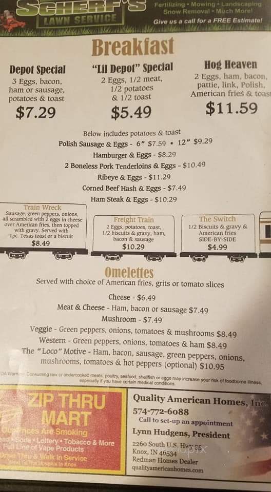 The Downtown Depot - Knox, IN menu_pic