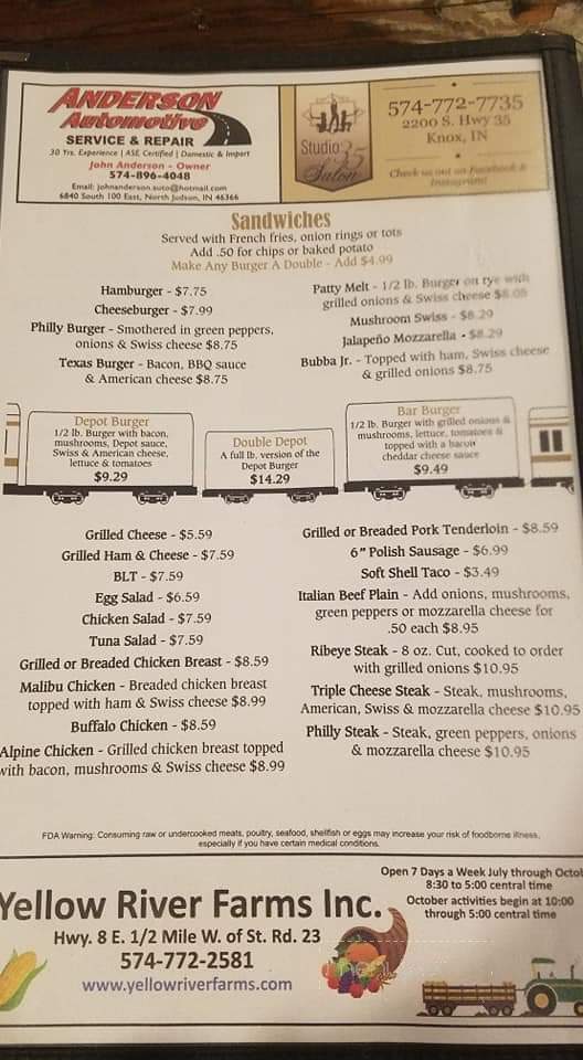 The Downtown Depot - Knox, IN menu_pic