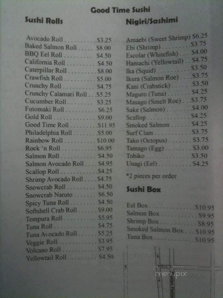 Good Time Sushi - New Orleans, LA menu_pic