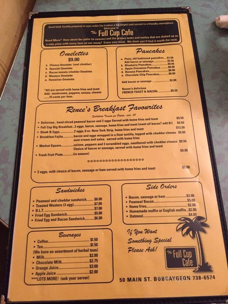 The Full Cup Cafe - Bobcaygeon, ON menu_pic