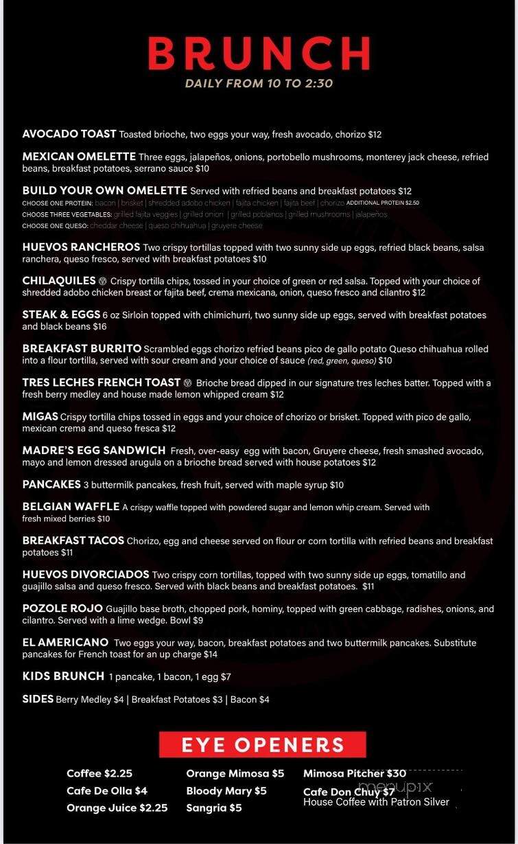 Madre's Mexican Kitchen - Tulsa, OK menu_pic