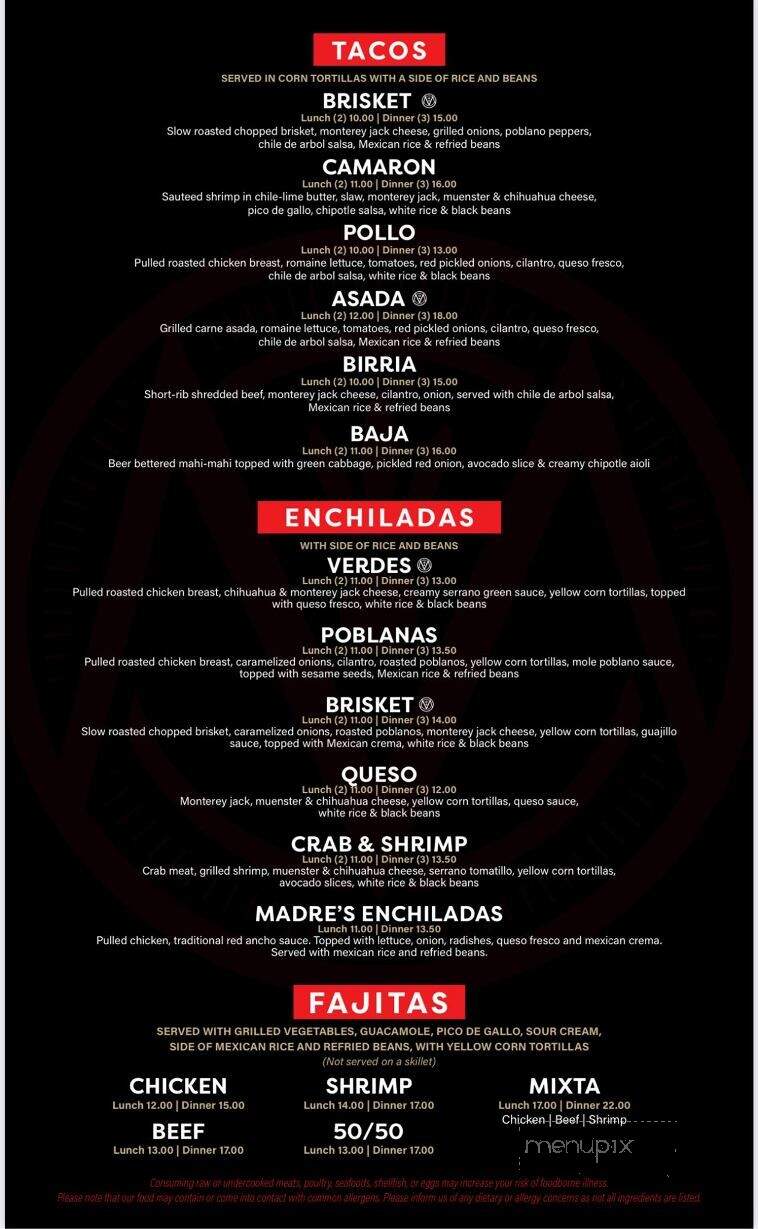 Madre's Mexican Kitchen - Tulsa, OK menu_pic