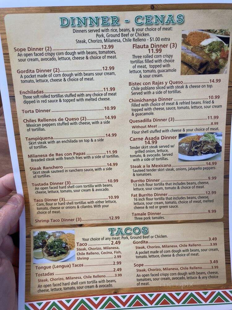 Vaquero's Restaurant - Westville, IN menu_pic