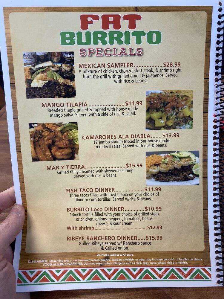 Vaquero's Restaurant - Westville, IN menu_pic