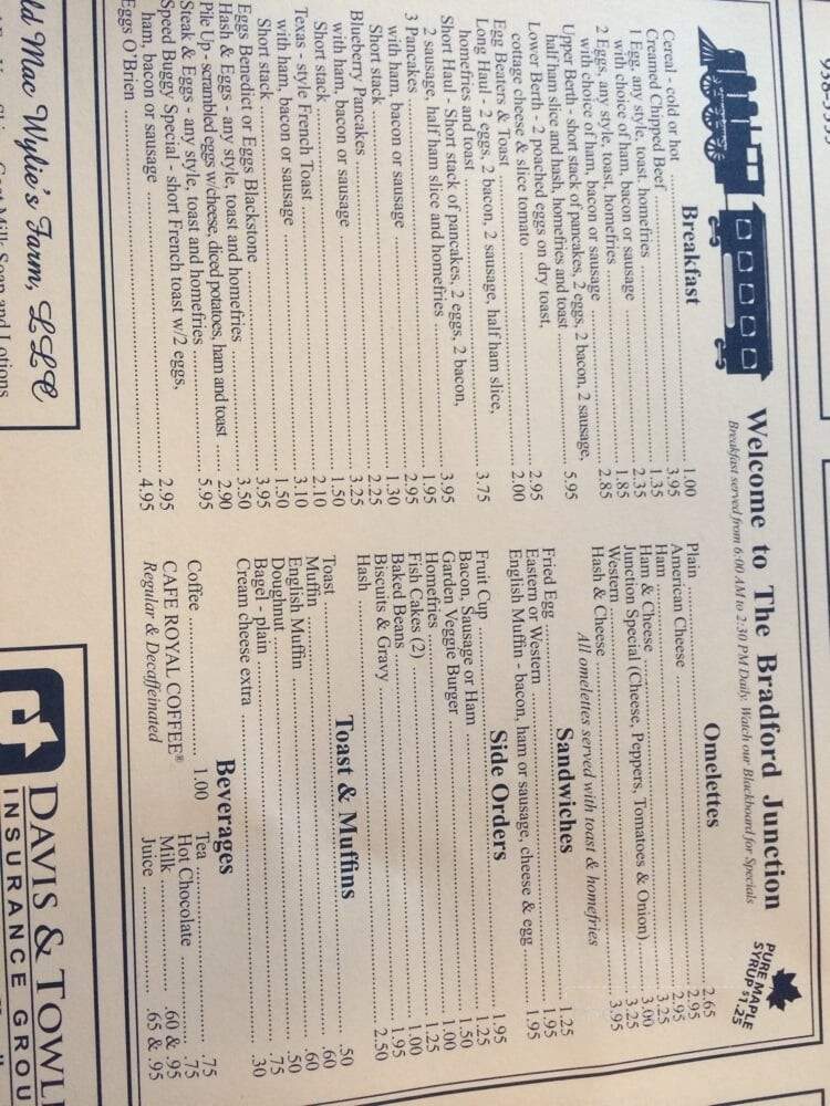 Bradford Junction Restaurant - Bradford, NH menu_pic