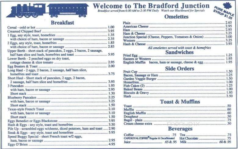 Bradford Junction Restaurant - Bradford, NH menu_pic
