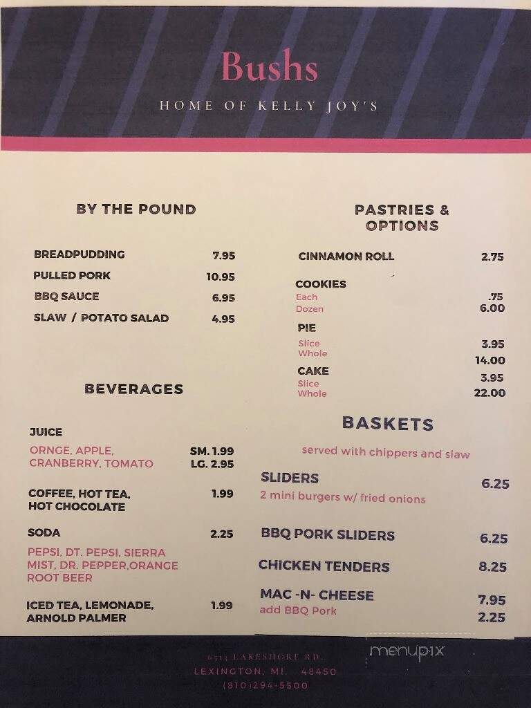 Bush's Restaurant - Lexington, MI menu_pic