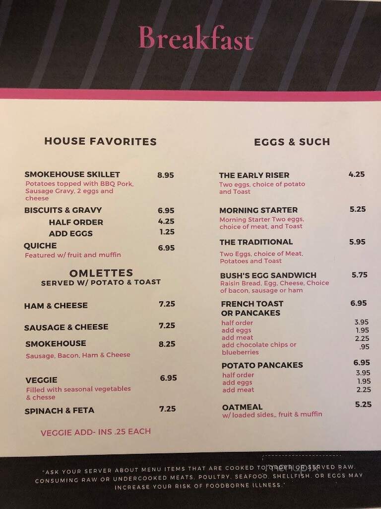 Bush's Restaurant - Lexington, MI menu_pic