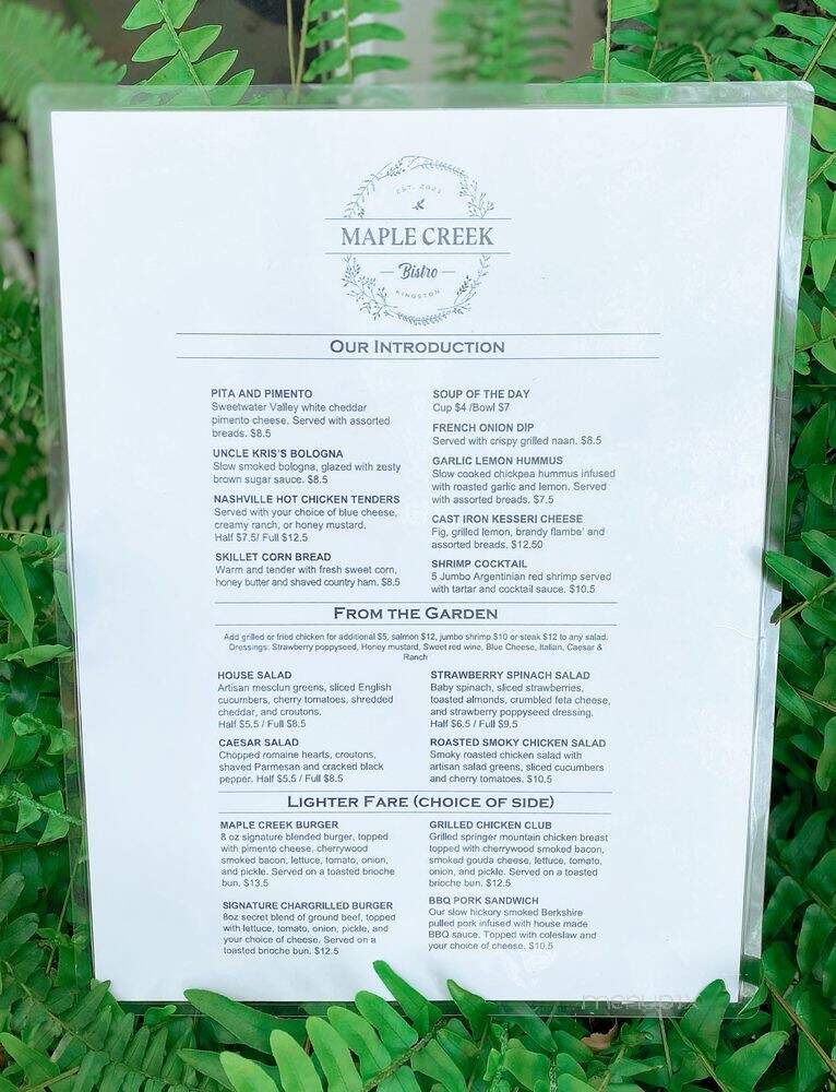 Maple Creek Bistro - Kingston, TN menu_pic