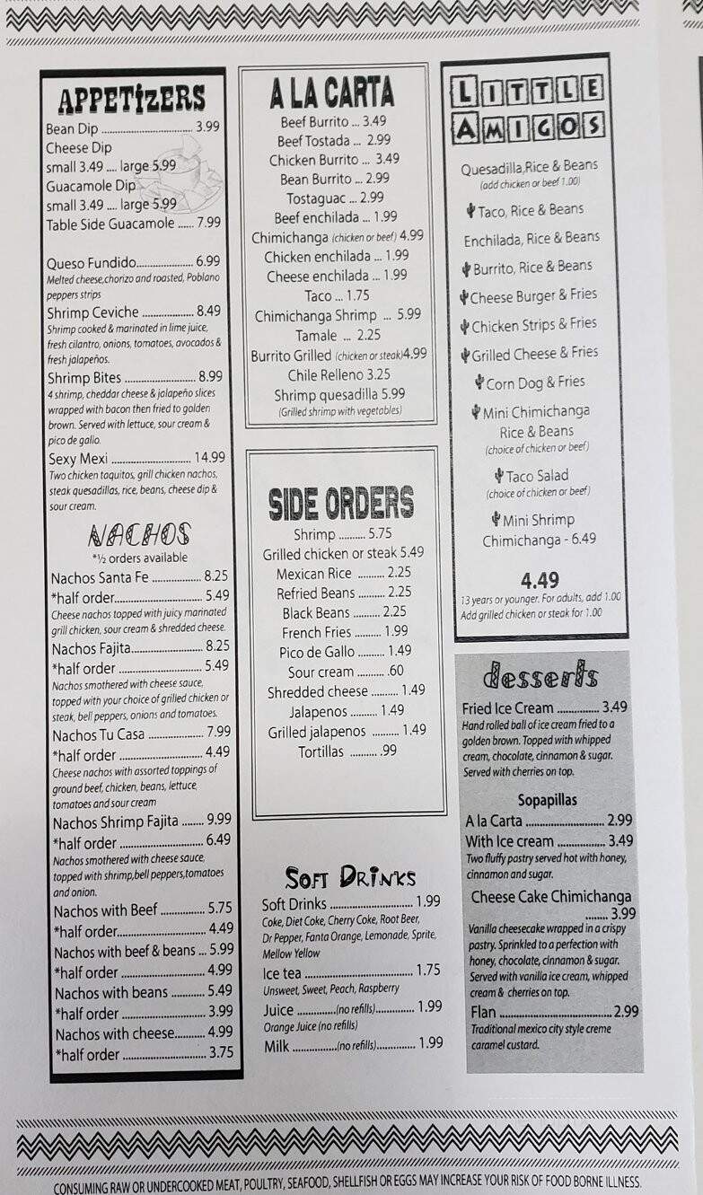 Tu Casa Mexican Bar & Grill - Butler, MO menu_pic