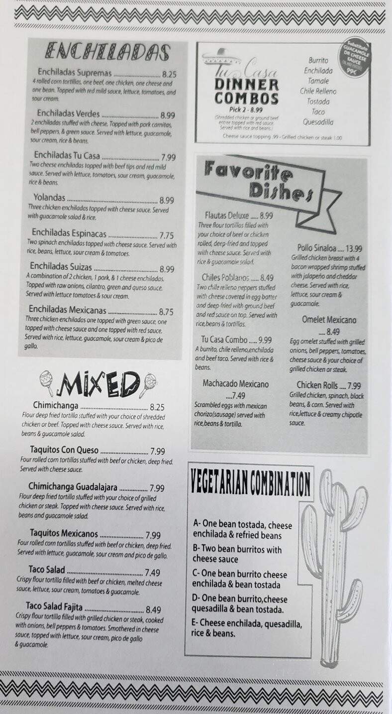 Tu Casa Mexican Bar & Grill - Butler, MO menu_pic