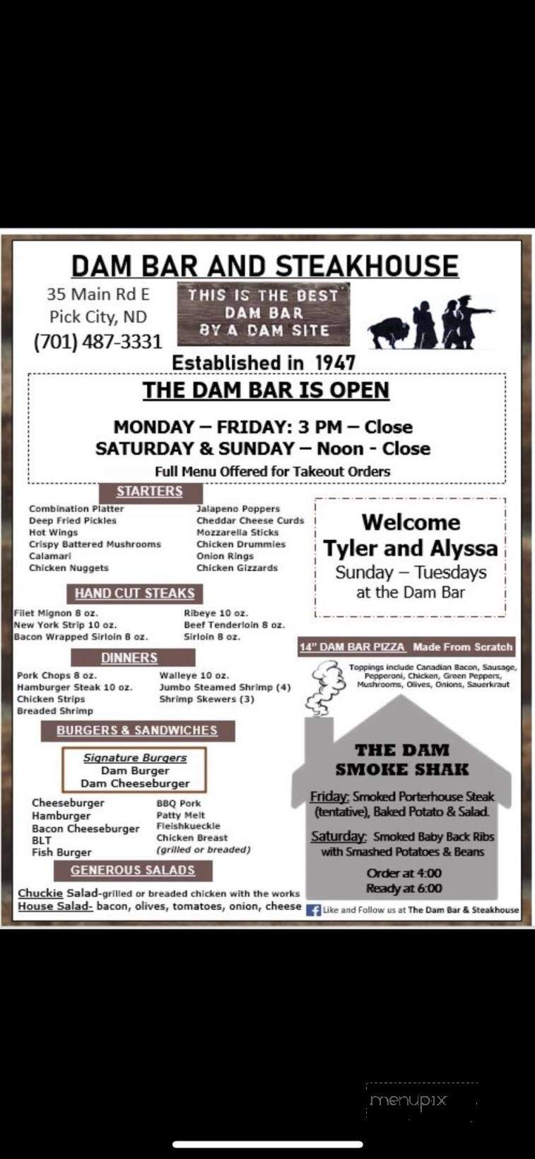 Dam Bar & Steakhouse - Pick City, ND menu_pic