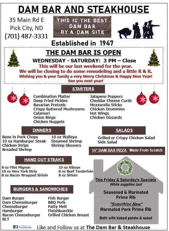 Dam Bar & Steakhouse - Pick City, ND menu_pic